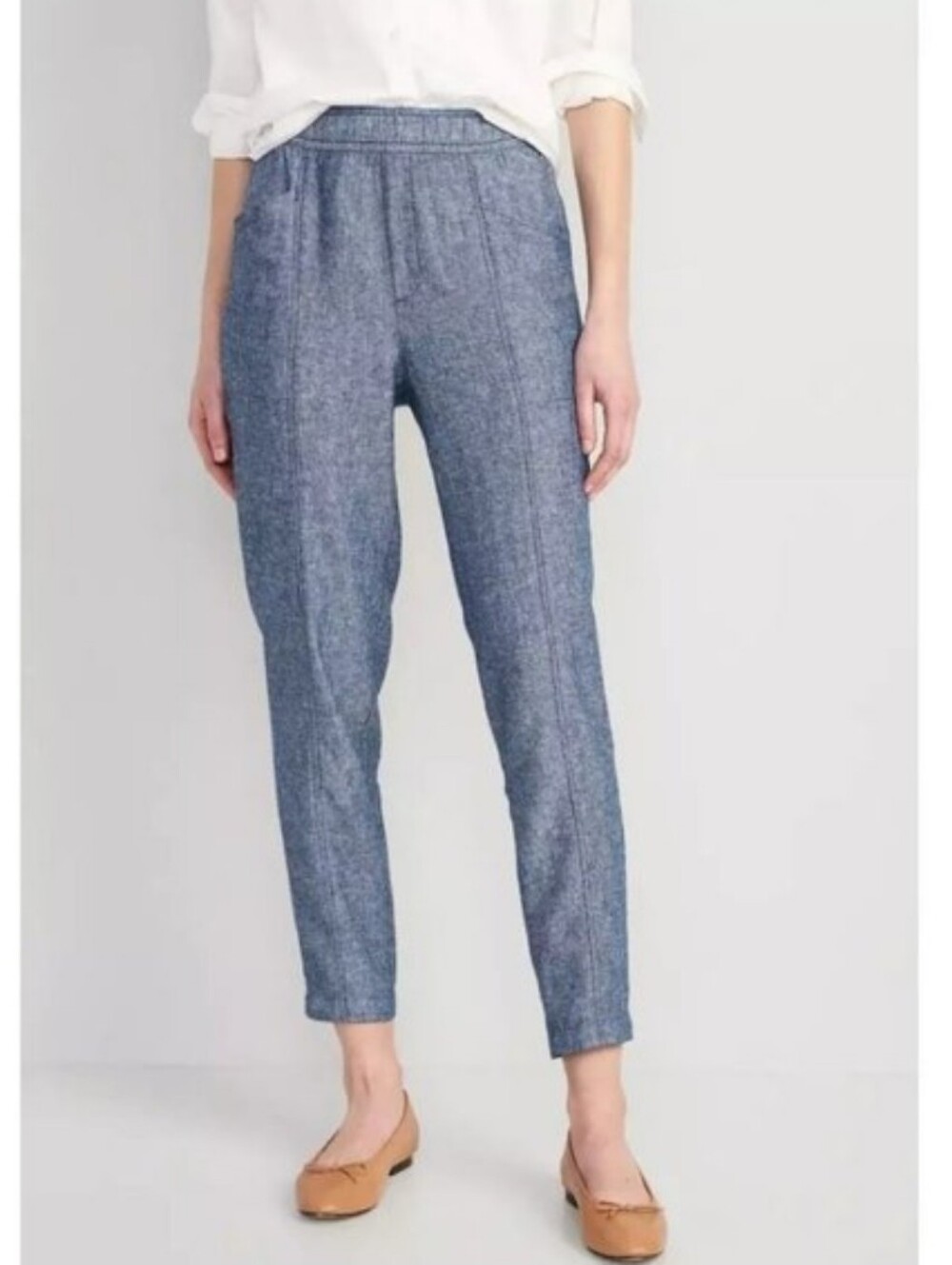 Old Navy High Rise Tapered Leg Linen-Blend Pants